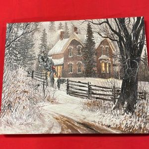 Rare D.R. Laird Limited Edition Canvas Print Preparations Christmas Tree